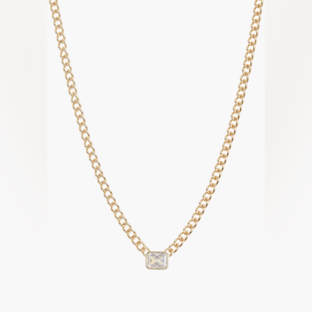 Cz Emerald Chain Necklace